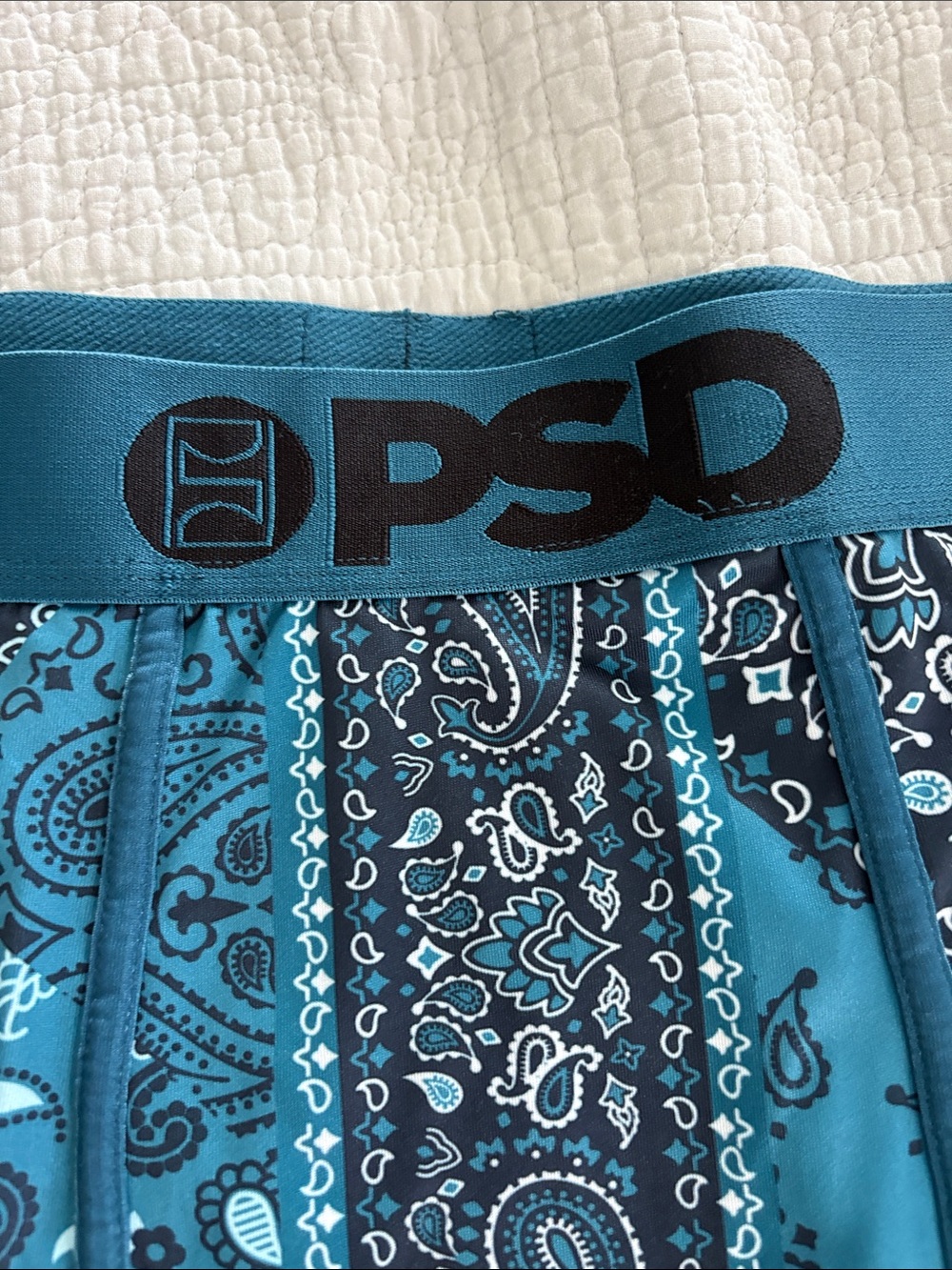 PSD Men’s Teal and Navy Paisley Athletic Boxer Briefs - Picture 3 of 6